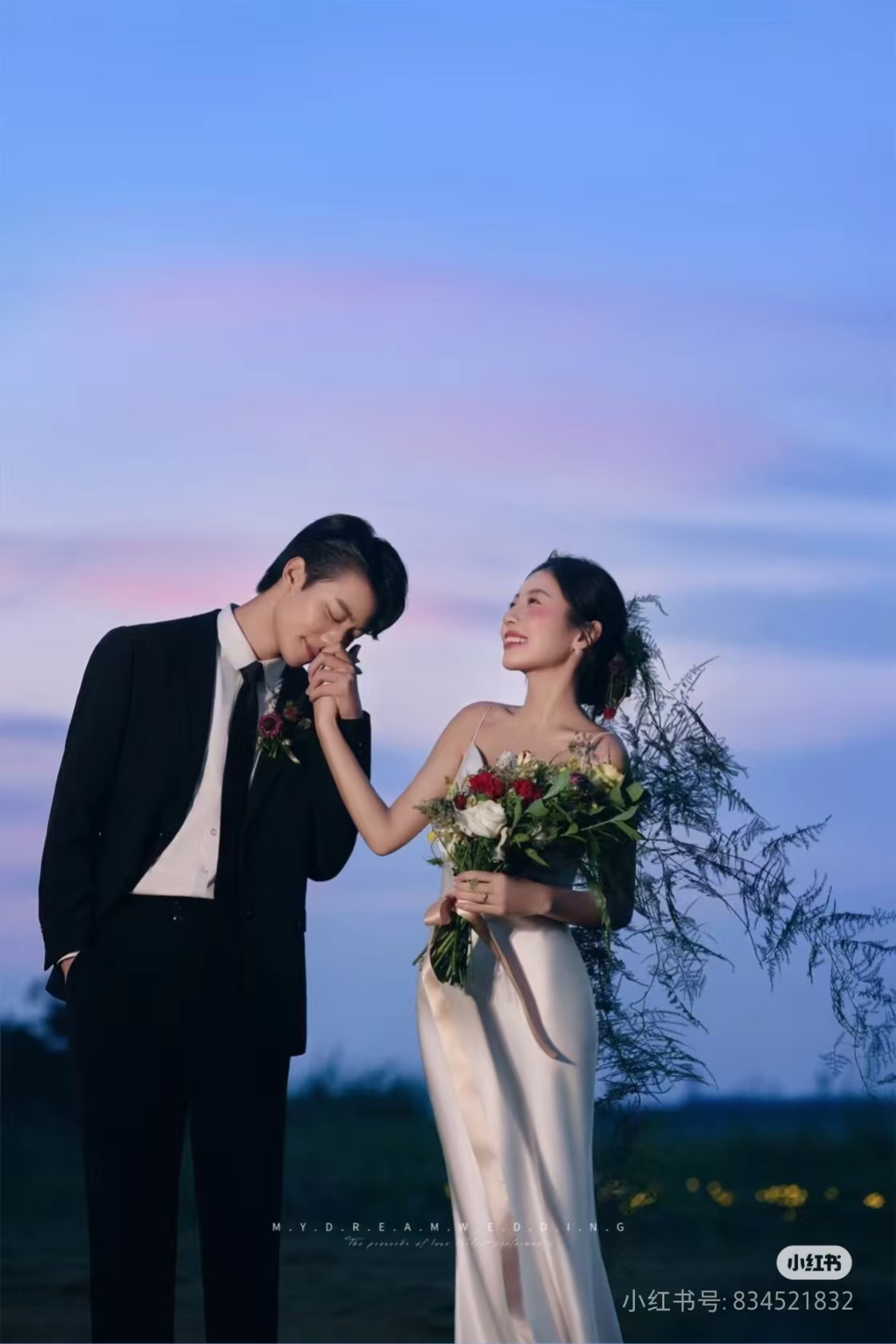 素材 夕阳婚纱