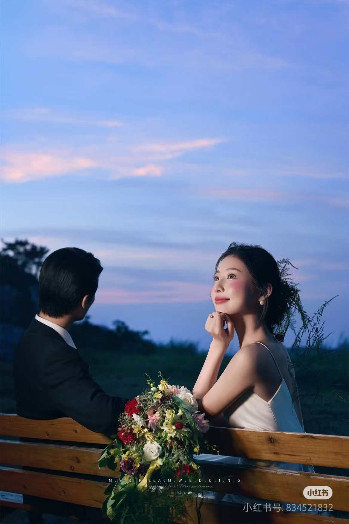 素材 夕阳婚纱